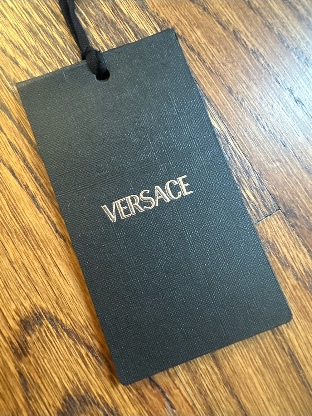 Versace Black Croc-Embossed Leather Zip Pouch with Gold Medusa Accent - Picture 3 of 9